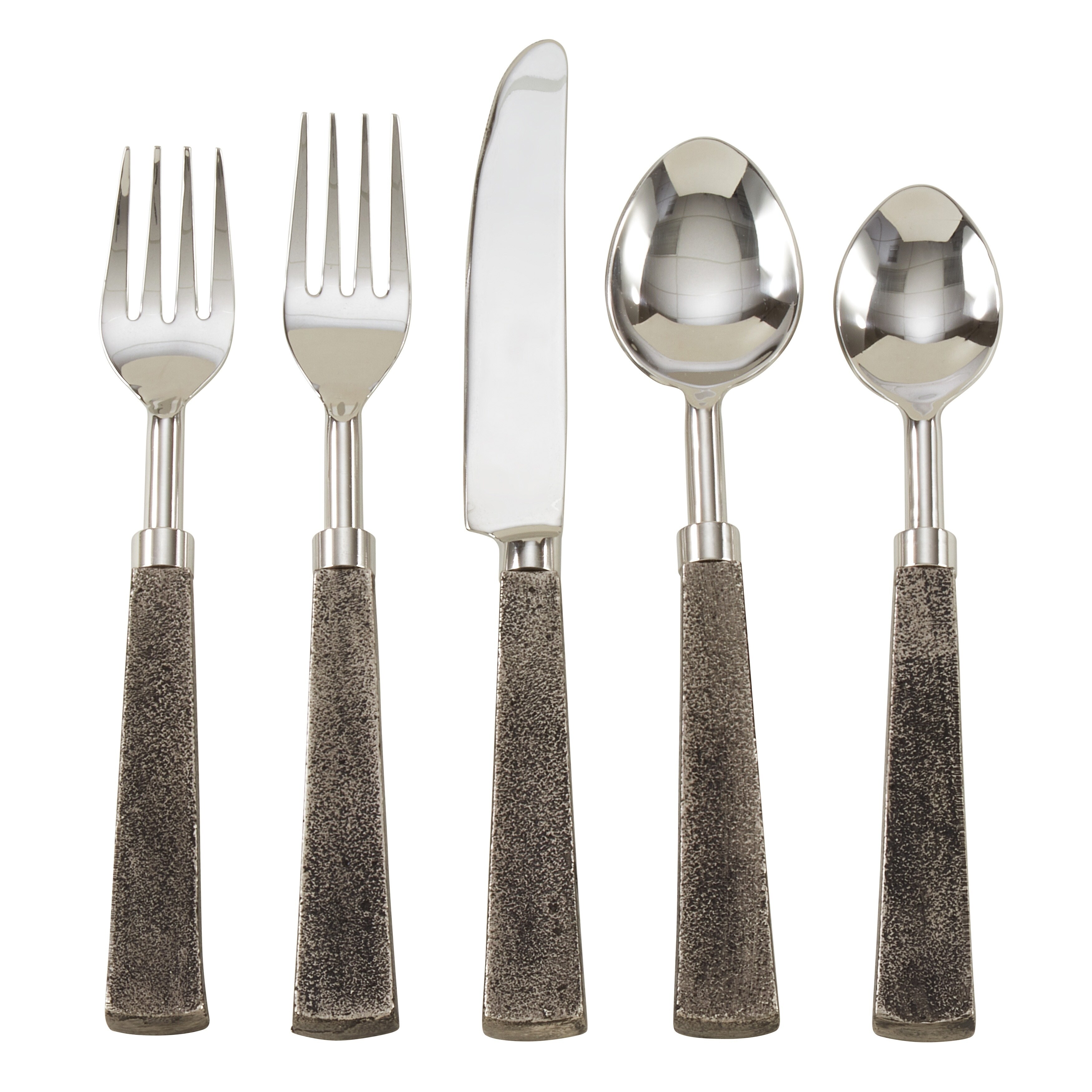 5Piece Flatware Set with Square Handle Design Overstock 29611067