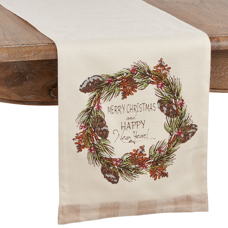 Table Runner With Merry Christmas and Happy New Year Design - Bed Bath ...