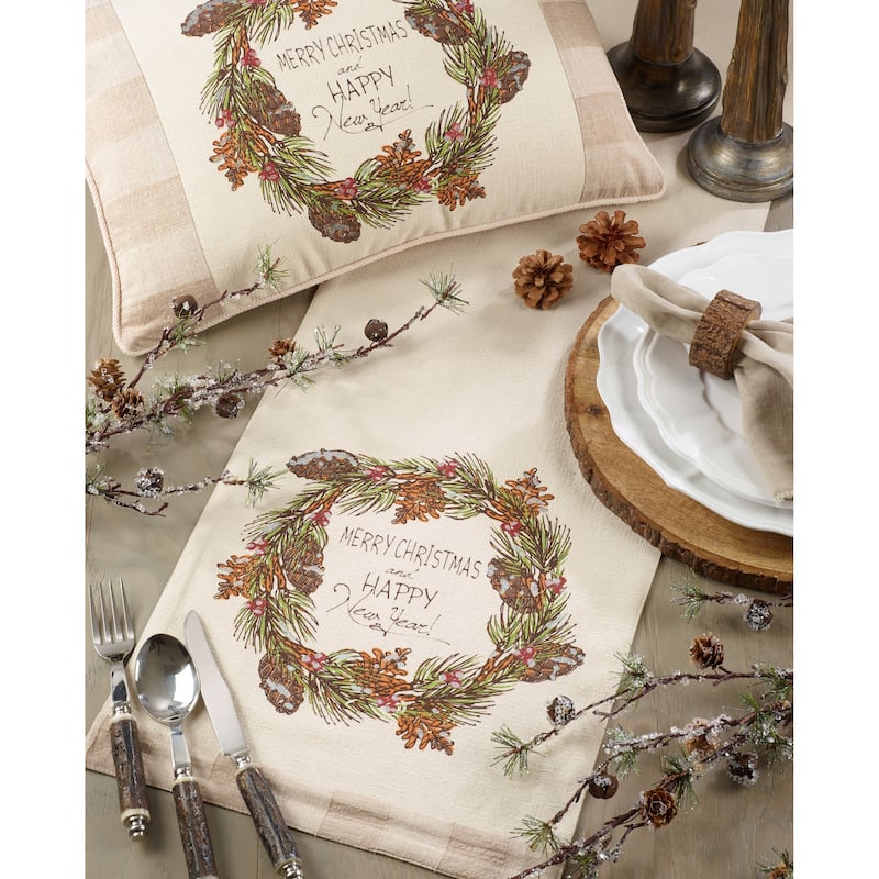 Table Runner With Merry Christmas and Happy New Year Design