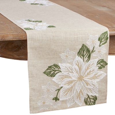 Runner With Embroidered Poinsettia Design