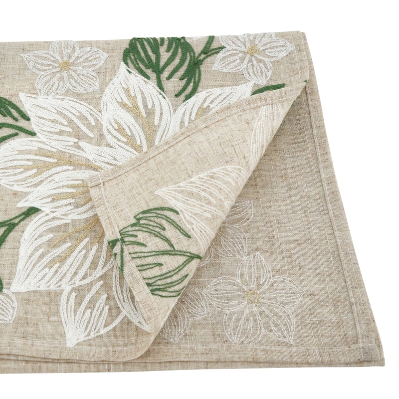 Runner With Embroidered Poinsettia Design