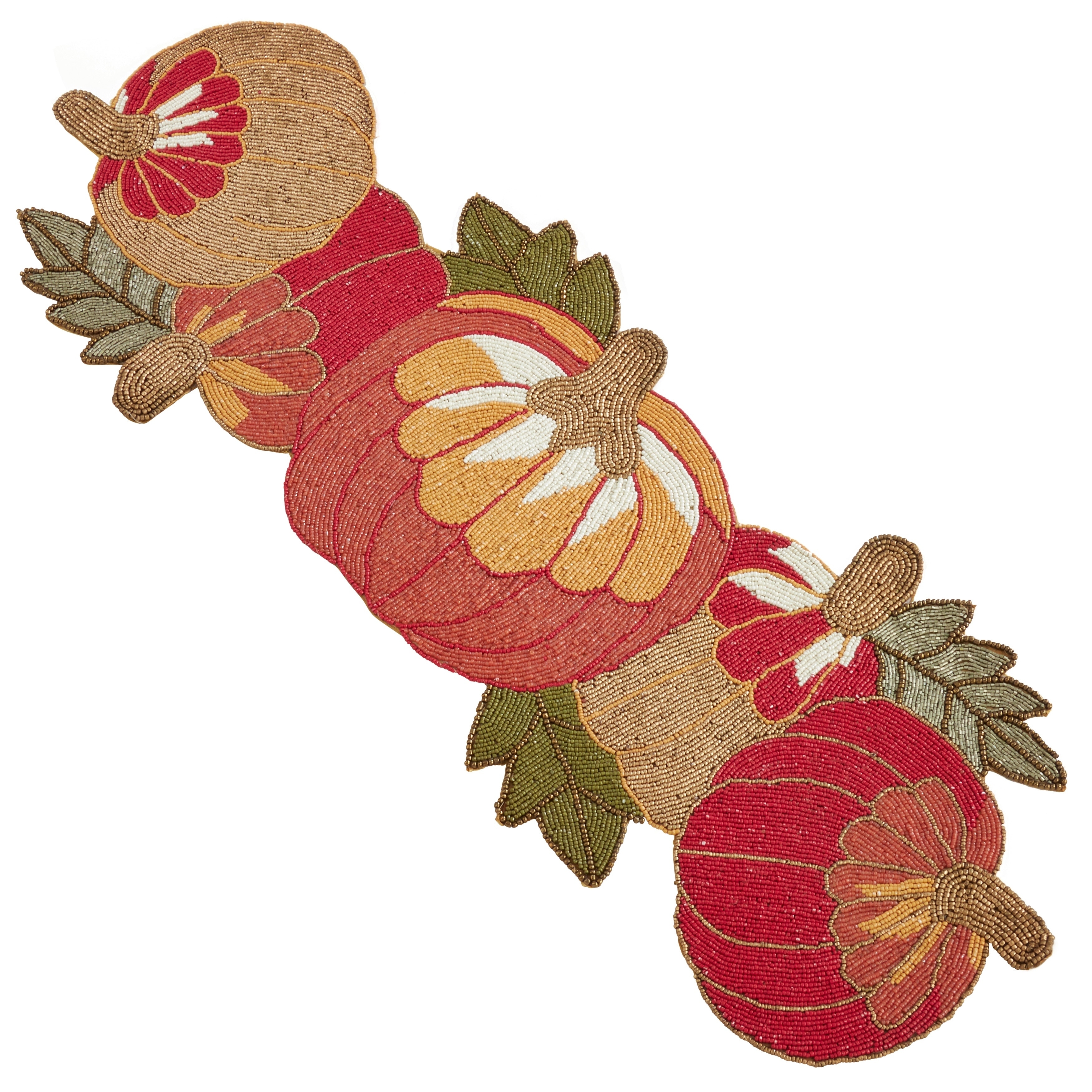 Glass Beads Table Runner With Pumpkin Design