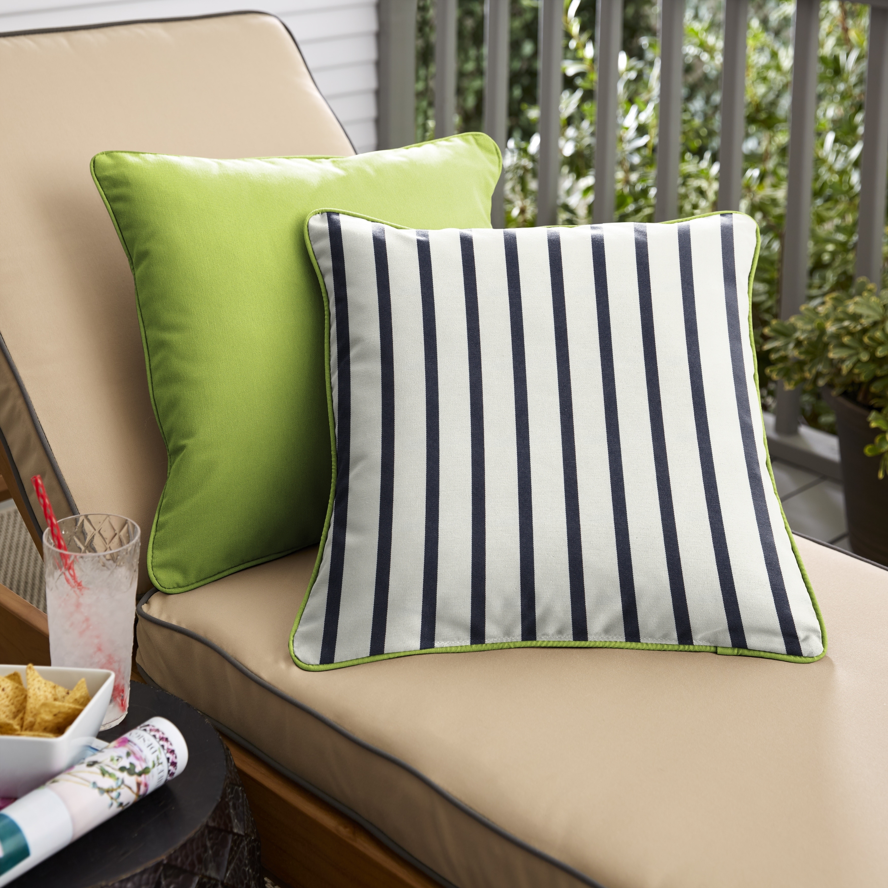 Sunbrella Indoor/Outdoor Two-Sided Square Pillows, Set of 2, Corded