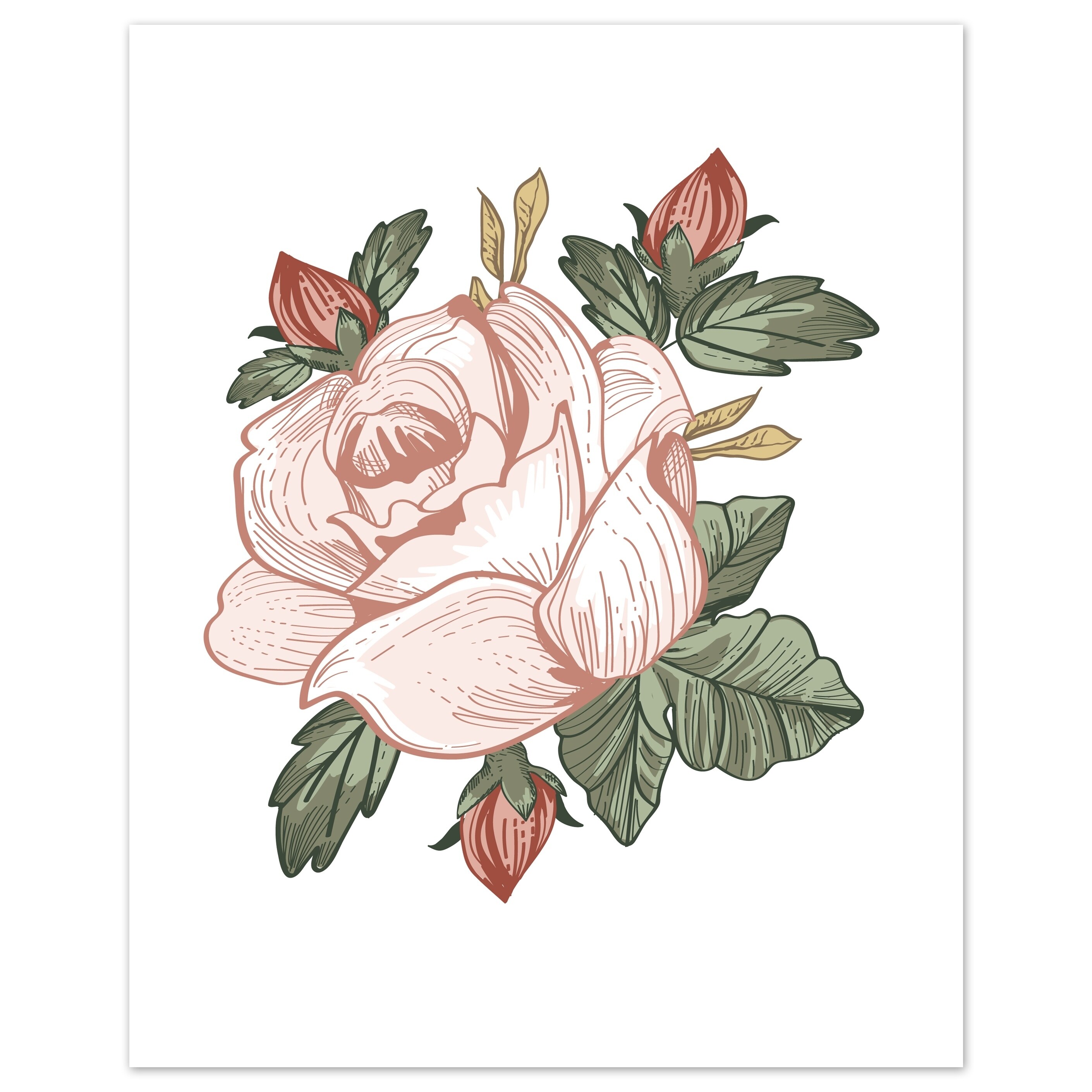 Nursery Yellow Blush Pink Green and White Shabby Chic Rose Flower Farmhouse Wildflower and Kids Sweet Jojo Designs Vintage Floral Boho Wall Art Prints Room Decor for Baby Set of 4