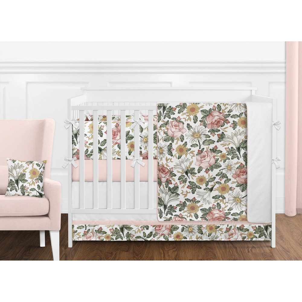 pink floral baby bedding