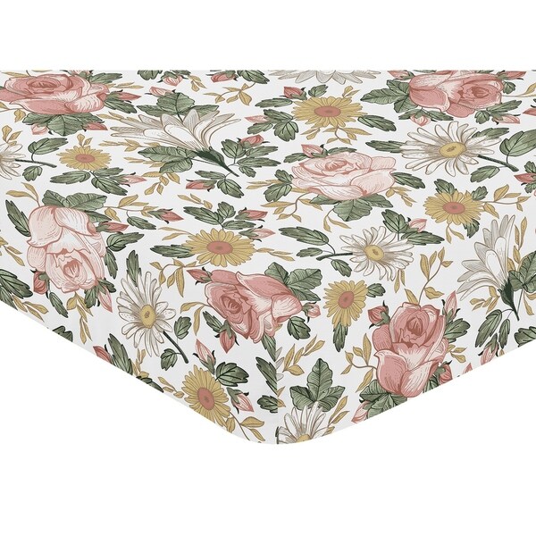 yellow floral crib sheet