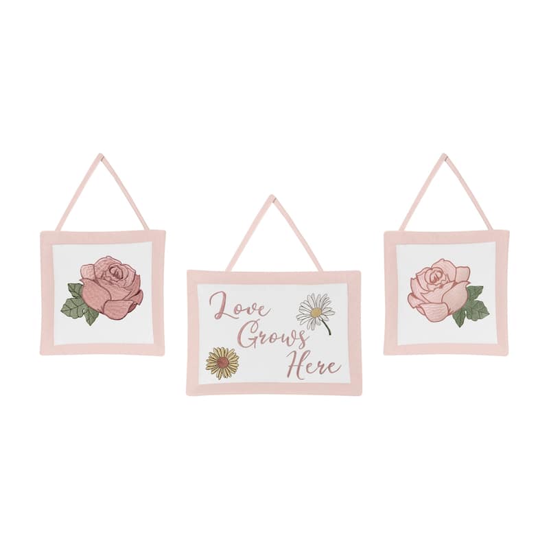 Sweet Jojo Designs Vintage Floral Boho Girl 11pc Nursery Crib Bedding Set - Blush Pink Yellow Green White Shabby Chic Farmhouse