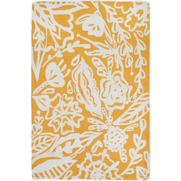 Handmade Glamis Mustard Yellow Rug (India) - 8' x 10'/Surplus