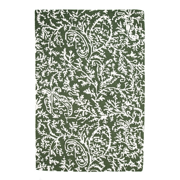 Handmade Chantilly Dark Green Rug (India) - 3' x 5'