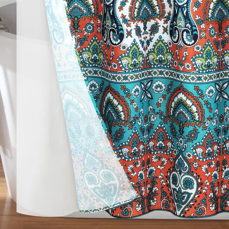 Lush Decor Bohemian Meadow Shower Curtain with Peva Lining and Rings