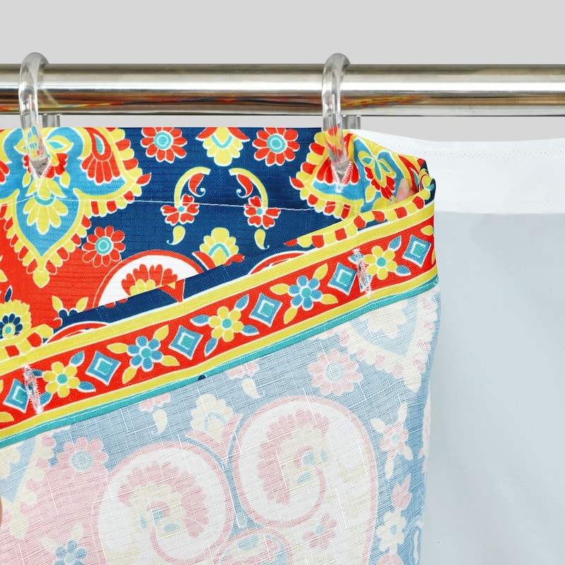 Lush Decor Bohemian Meadow Shower Curtain with Peva Lining and Rings Set