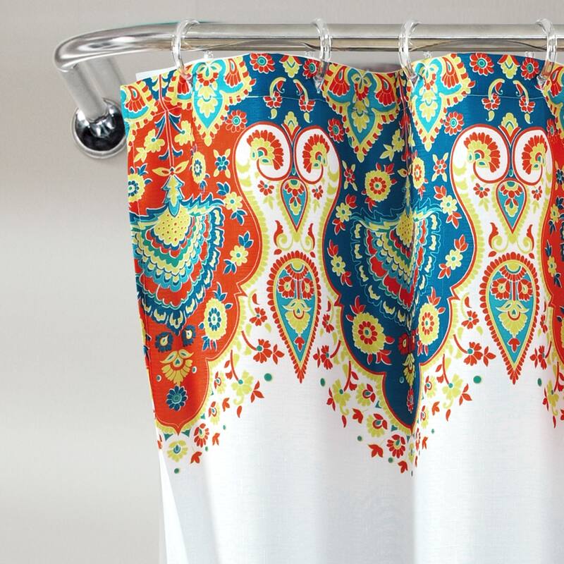 Lush Decor Bohemian Meadow Shower Curtain with Peva Lining and Rings Set