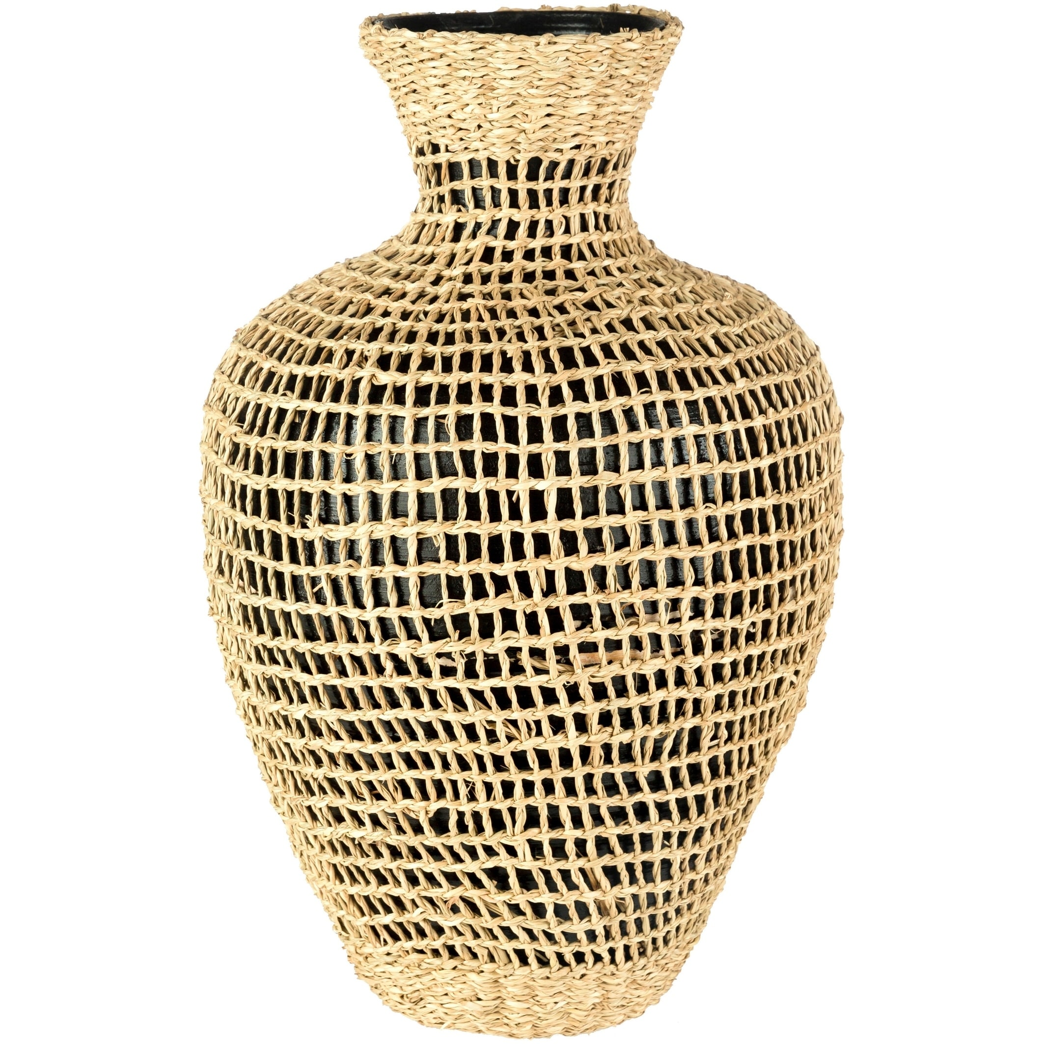 Shop Piera Bohemian Bamboo And Seagrass Bud Shaped Floor Vase On