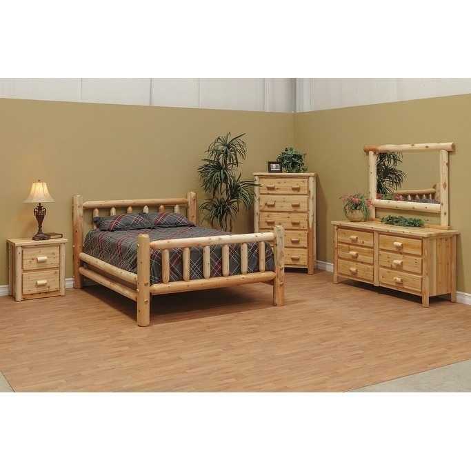 White Cedar Log Classic Mission Style Bedroom Set