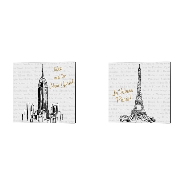 Nick Biscardi 'Travel Pack A' Canvas Art (Set of 2)