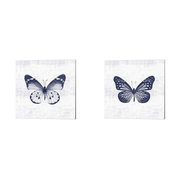 Linda Woods 'Blue Butterfly' Canvas Art (Set of 2)