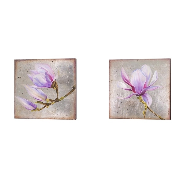 Patricia Pinto 'Magnolia on Silver Leaf' Canvas Art (Set of 2)