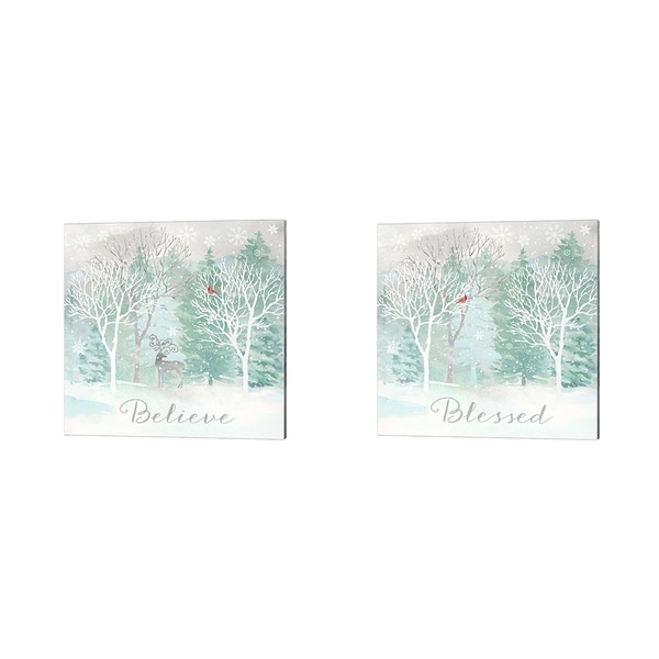 Cynthia Coulter 'Peace on Earth Silver' Canvas Art (Set of 2)