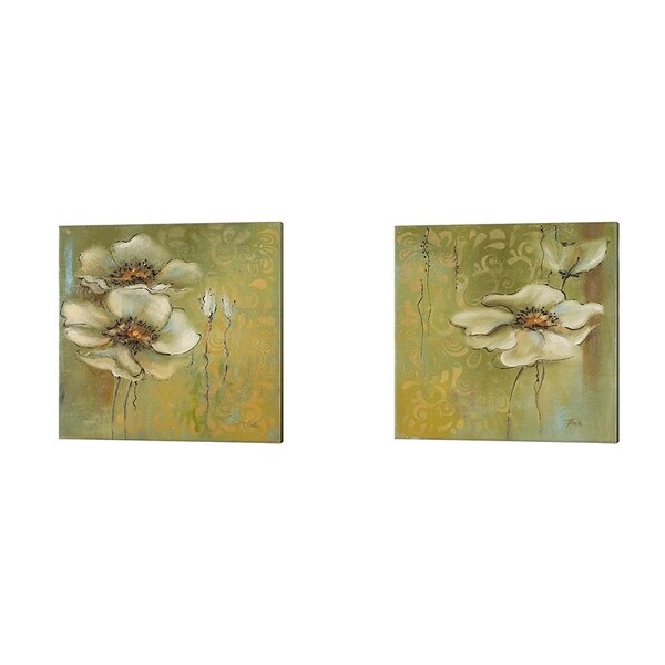 Patricia Pinto 'The Green Flowers' Canvas Art (Set of 2)