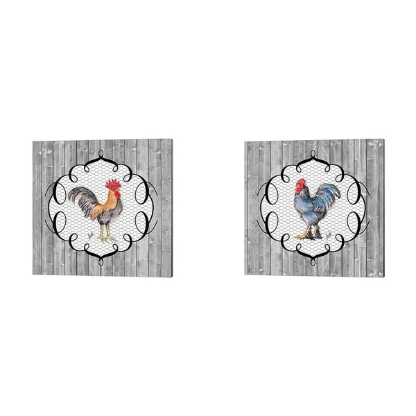 Andi Metz 'Rooster on the Roost' Canvas Art (Set of 2)