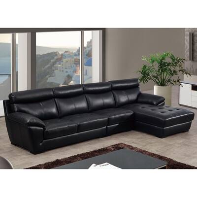 Copper Grove Peel Modern Leather Tufted Chaise Sectional Sofa