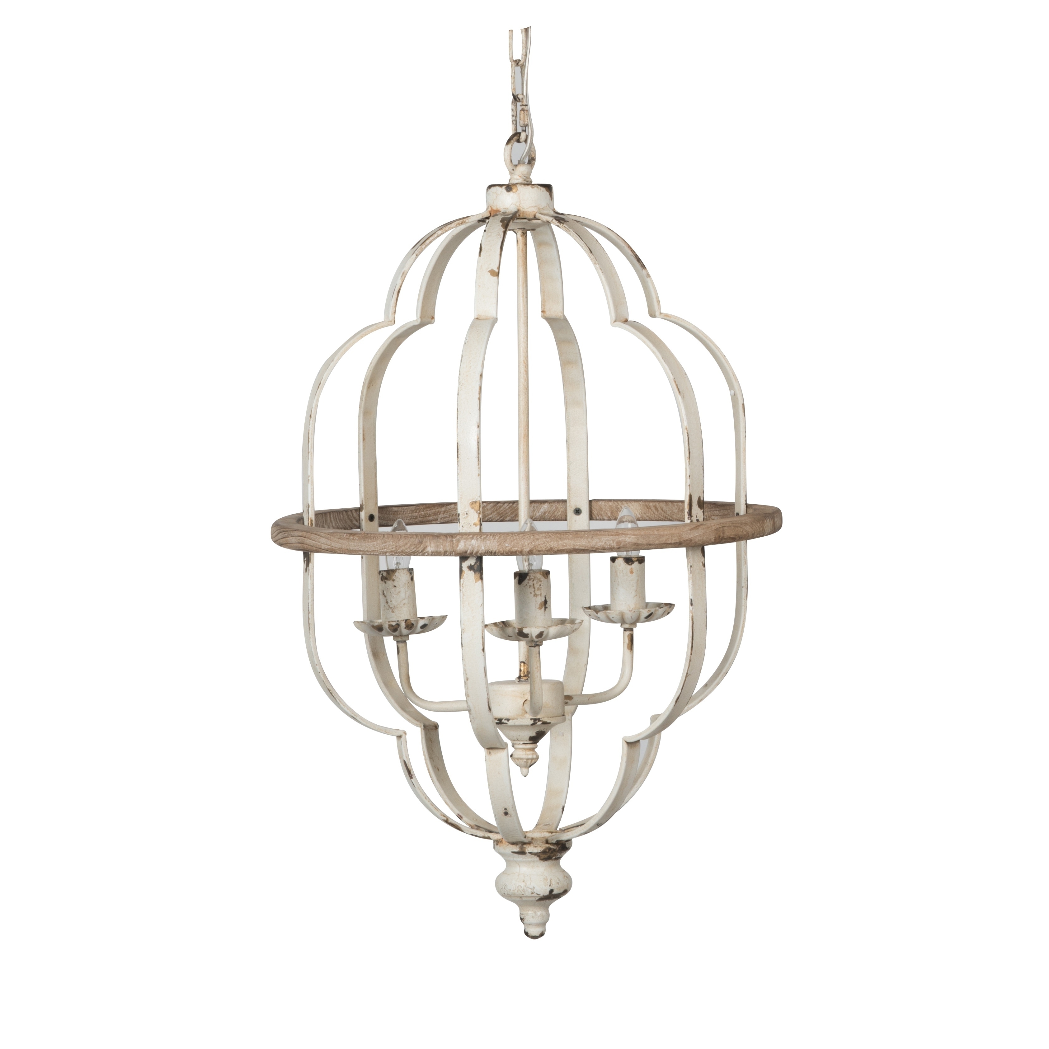 Iron 3-Light Distressed White Chandelier - Chandeliers For Bedrooms by Overstock.com