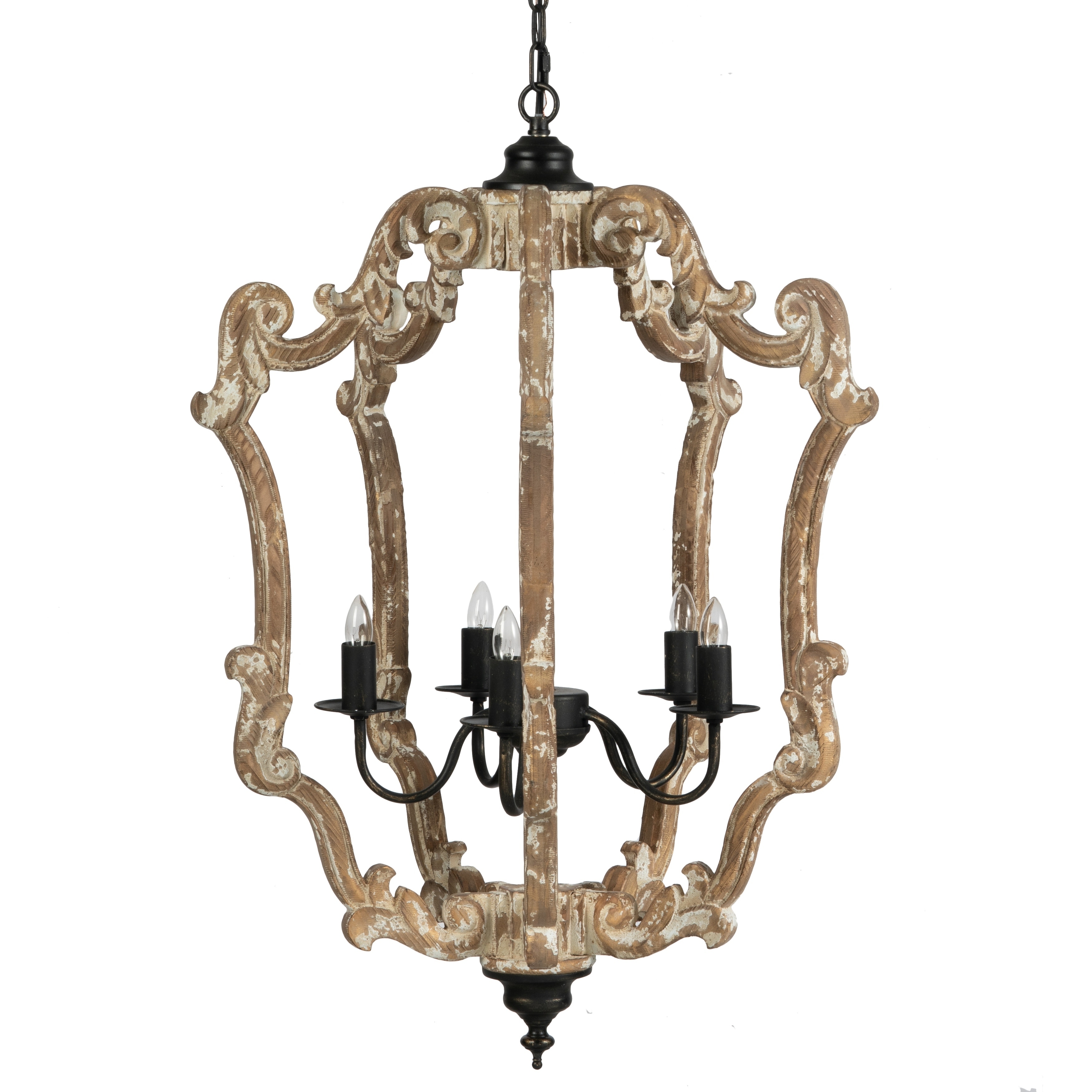 White Wash and Black 6-light Chandelier - Chandeliers For Bedrooms by Overstock.com