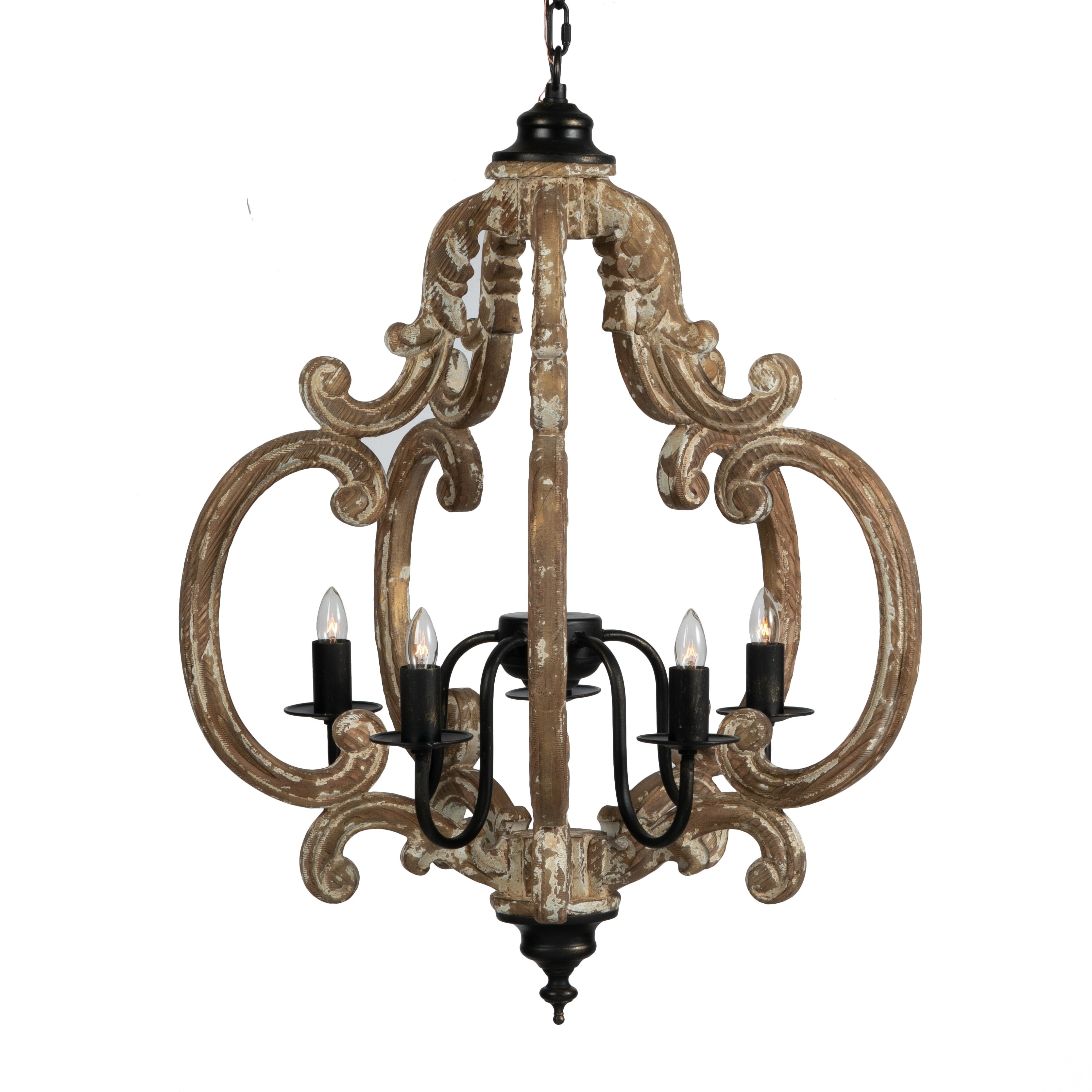White Wash and Black 4-light Chandelier - Chandeliers For Bedrooms by Overstock.com