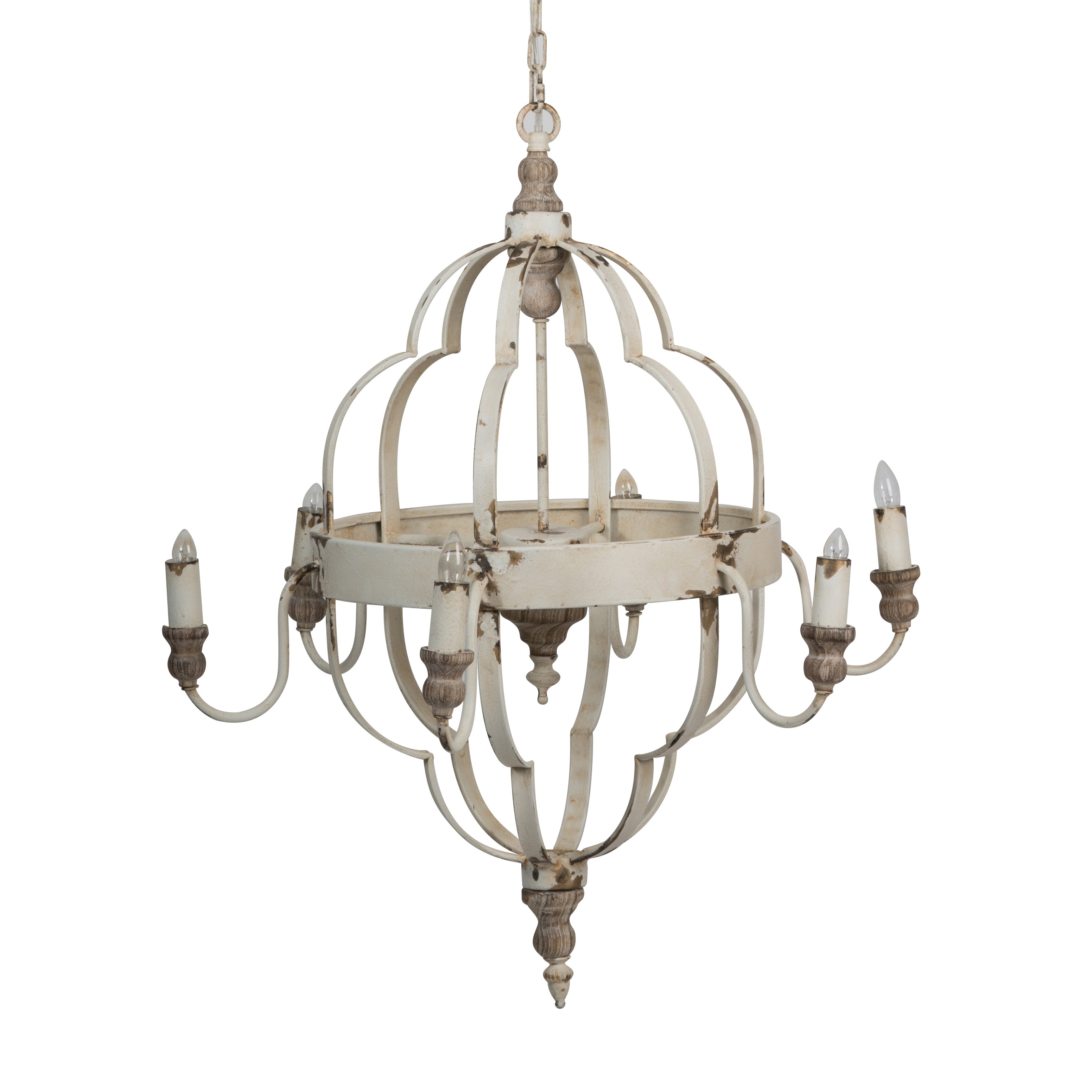 Iron 6-Light Distressed White Chandelier - Chandeliers For Bedrooms by Overstock.com