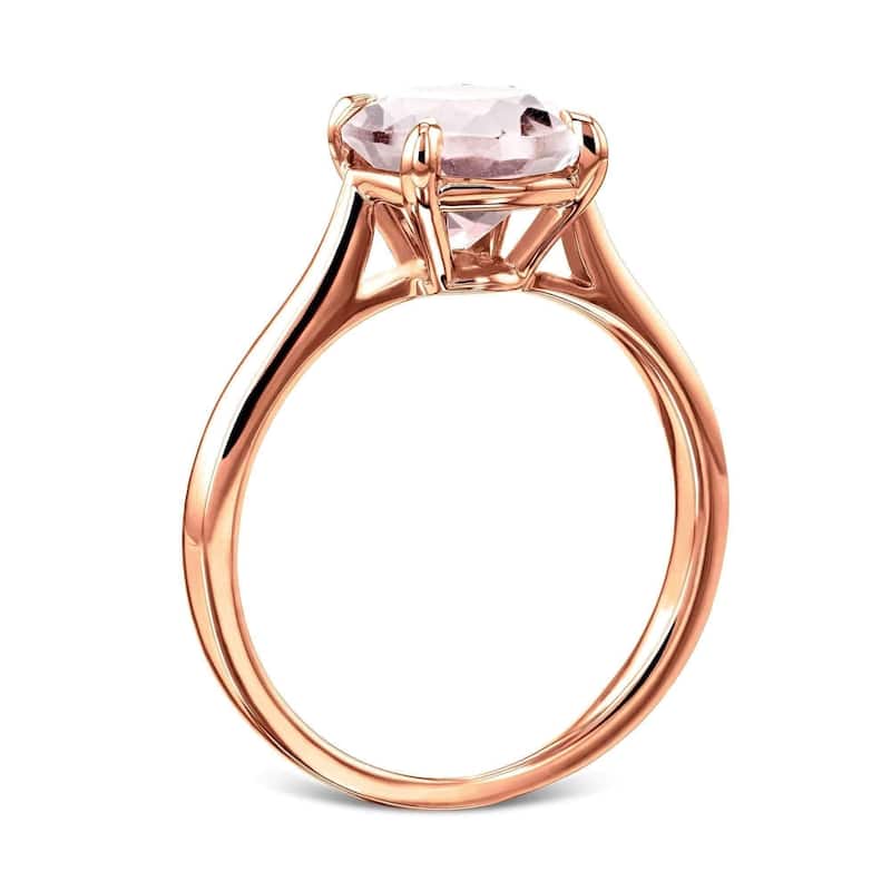 Annello by Kobelli 14k Gold 8mm Round Pink Morganite Taper Shank Cathedral Solitaire Ring