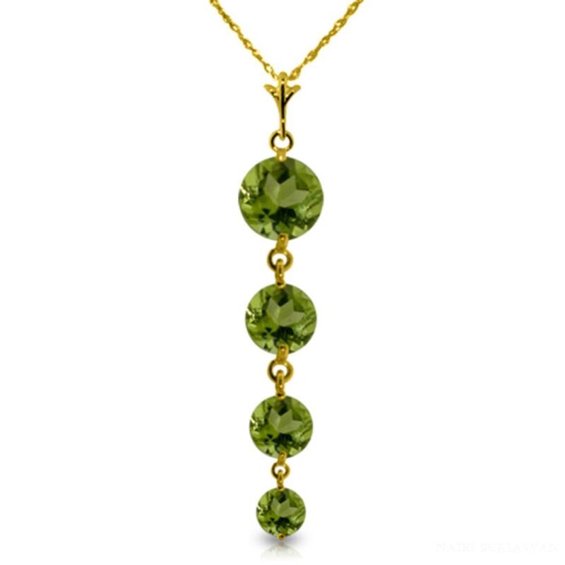 3.9 Carat 14K Gold Crossing The Bar Peridot Necklace