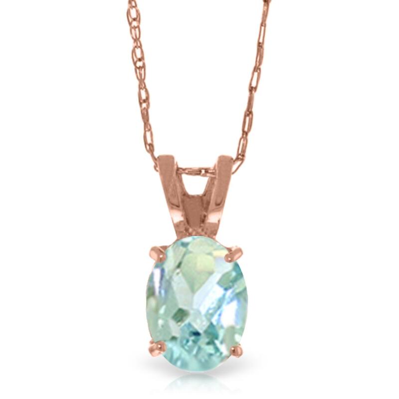 0.75 Carat 14K Rose Gold Solitaire Aquamarine Necklace