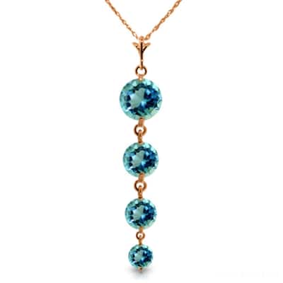 14K Rose Gold Blue Topaz Necklace Genuine New