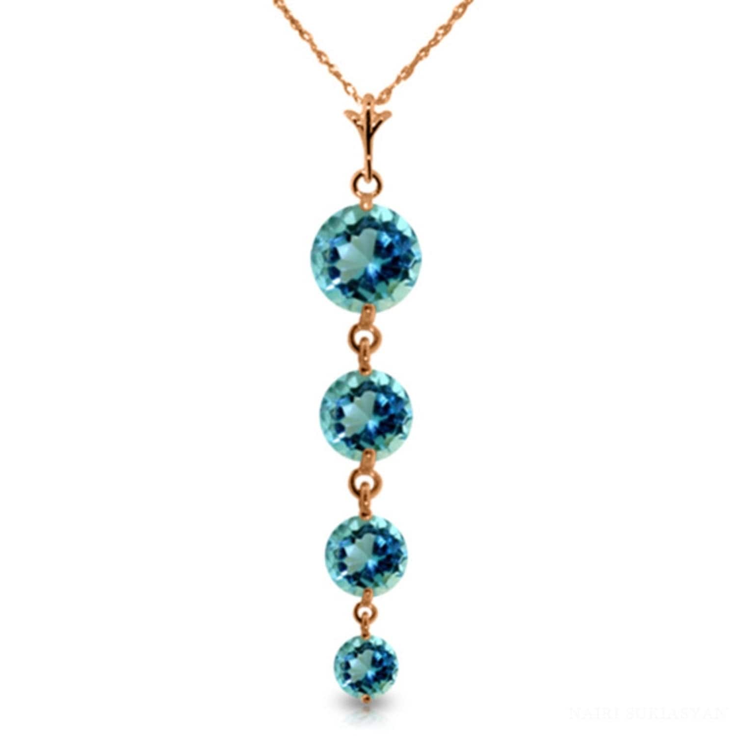 MayaMila 14K Rose Gold Blue Topaz Necklace Genuine New