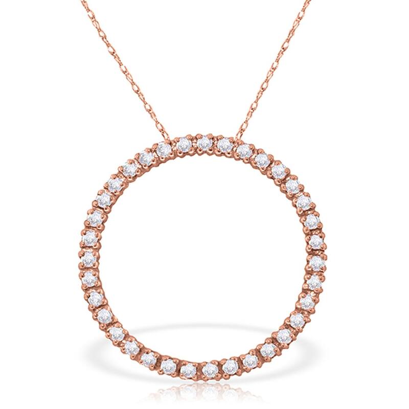 14K Rose Gold Diamonds Circle of Love Gemstone Necklace