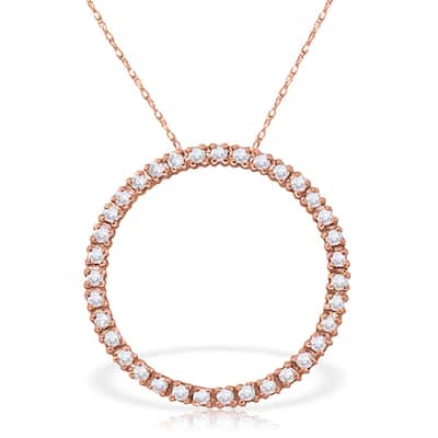 14K Rose Gold Diamonds Circle of Love Gemstone Necklace
