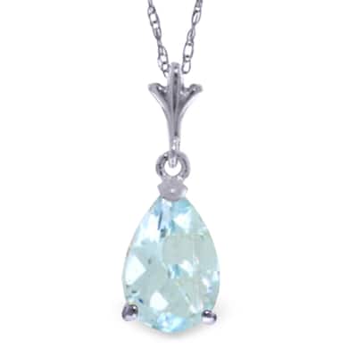 1.5 Carat 14K White Gold Prepare For Love Aquamarine Necklace