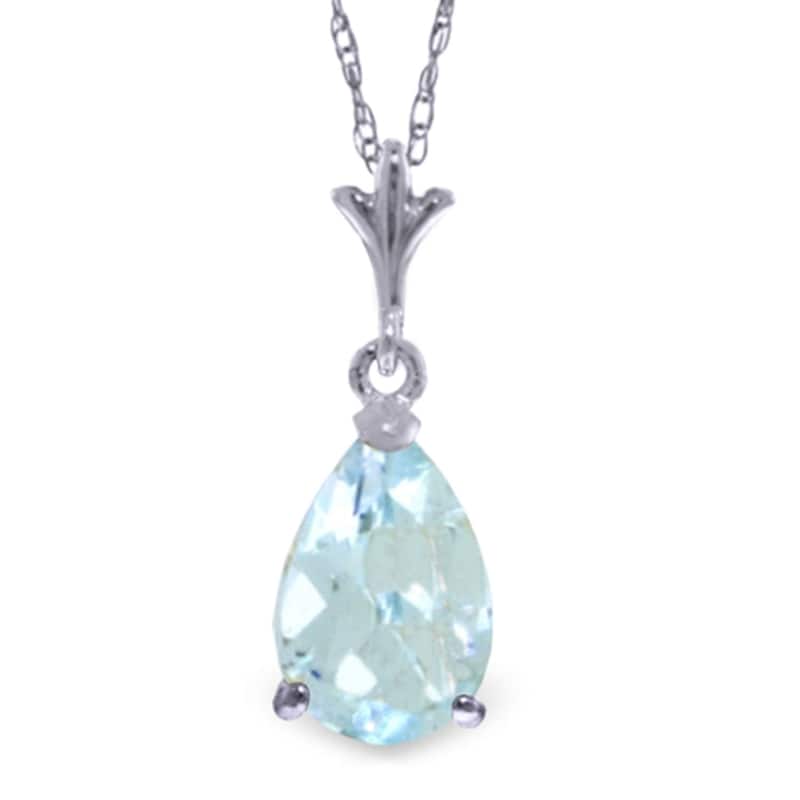 1.5 Carat 14K White Gold Prepare For Love Aquamarine Necklace