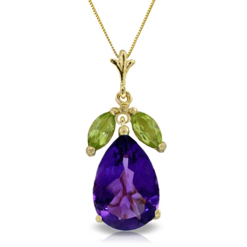 6.5 Carat 14K Gold Ballerina Amethyst Peridot Necklace