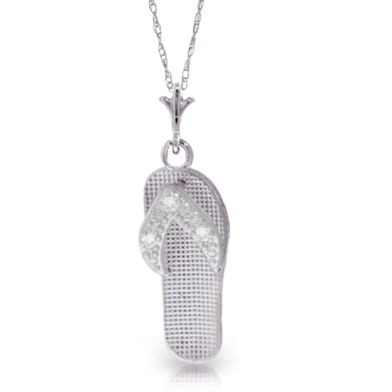 0.02 Carat 14K White Gold Shoes Necklace Natural Diamond