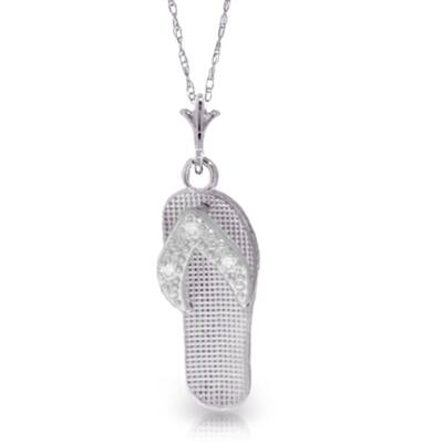 0.02 Carat 14K White Gold Shoes Necklace Natural Diamond