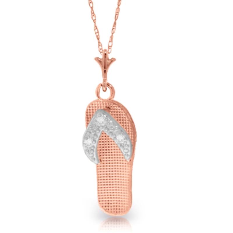 14K Rose Gold Shoe Necklace w/ Natural Diamonds