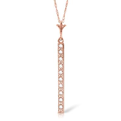 14K Rose Gold Bar Natural Diamond Necklace Certified