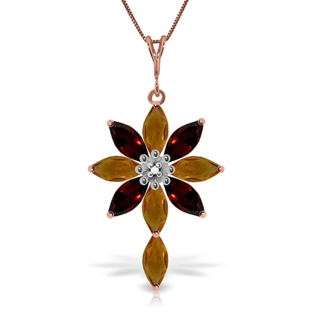 MayaMila 14K Rose Gold Necklace w/ Diamond, Citrines & Garnets