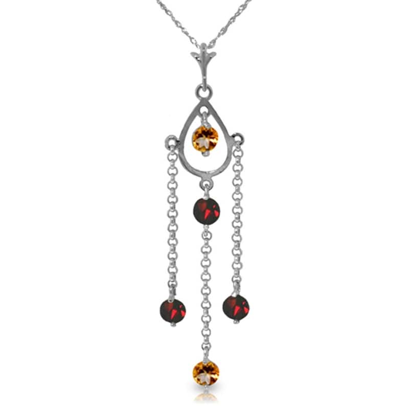 Carat 14K White Gold Sweet Berry Citrine Garnet Necklace