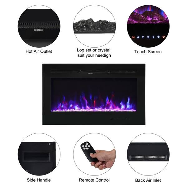 Shop Kinbor 36 Inches Recessed Electric Fireplace Wall Mounted