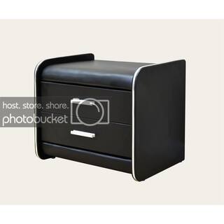 Greatime NL1002 Modern Vinyl Nightstand with Two Drawers