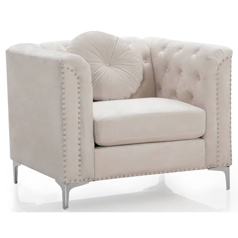 Pompano Velvet Chair - Ivory