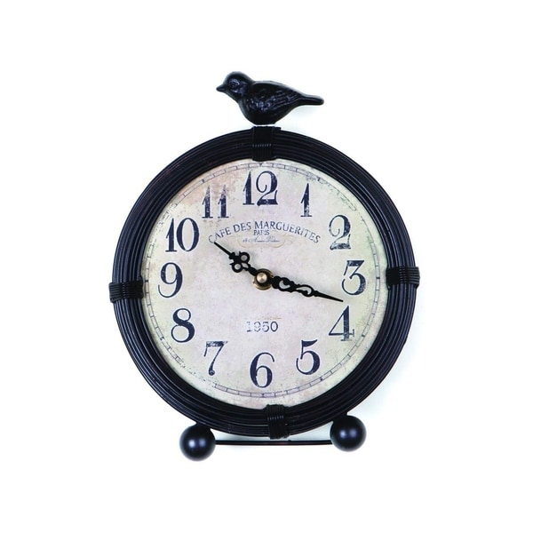 Cottage Distressed Black Metal Clock