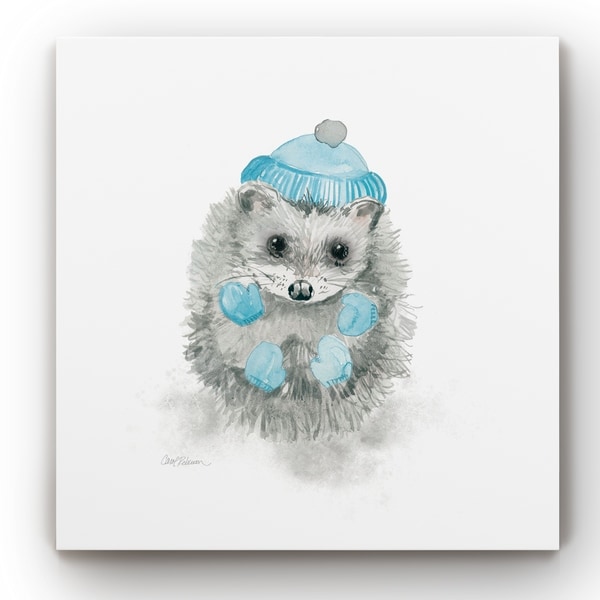 Christmas Critter Hedgehog -Gallery Wrapped Canvas